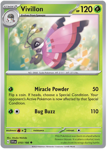 Pokemon TCG - Scarlet & Violet - Base Set - 010/198 - Vivillon - Uncommon - Reverse Holofoil