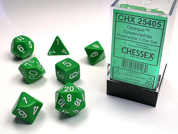 Opaque Green/White 7-Die Set