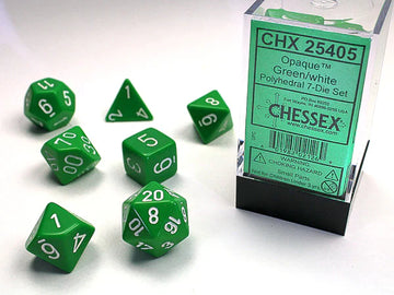 Opaque Green/White 7-Die Set