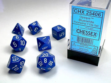 Opaque Blue/White 7-Die Set