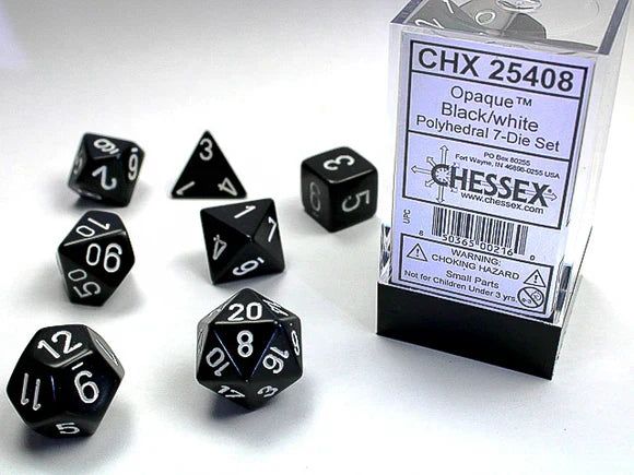 Opaque Black/White 7-Die Set