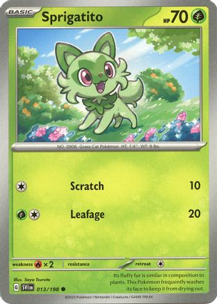 Pokemon TCG - Scarlet & Violet - Base Set - 13/198 - Sprigatito - Common - Reverse Holofoil