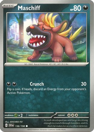Pokemon TCG - Scarlet & Violet - Base Set - 136/198 - Maschiff - Common - Reverse Holofoil