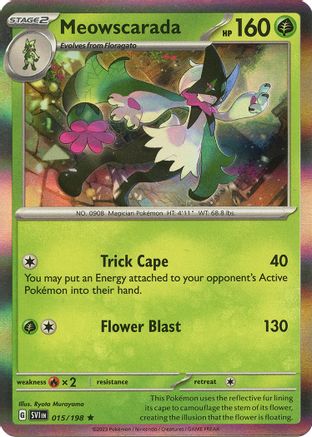 Pokemon TCG - Scarlet & Violet - Base Set - 15/198 - Meowscarada - Rare - Reverse Holofoil
