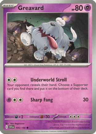 Pokemon TCG - Scarlet & Violet - Base Set - 105/198 - Greavard - Common - Reverse Holofoil