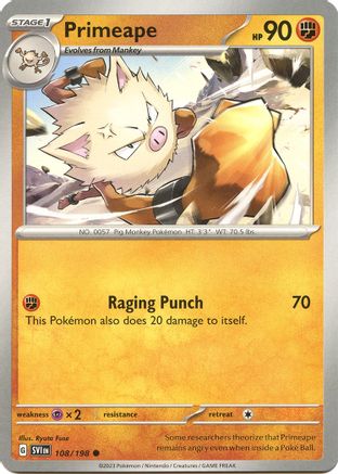 Pokemon TCG - Scarlet & Violet - Base Set - 108/198 - Primeape - Common - Reverse Holofoil