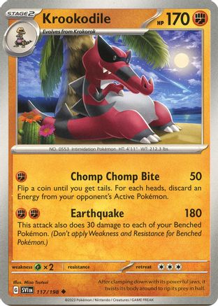 Pokemon TCG - Scarlet & Violet - Base Set - 117/198 - Krookodile - Uncommon - Reverse Holofoil