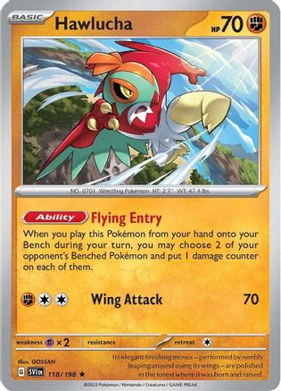 Pokemon TCG - Scarlet & Violet - Base Set - 118/198 - Hawlucha - Rare - Holofoil