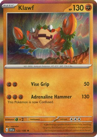 Pokemon TCG - Scarlet & Violet - Base Set - 122/198 - Klawf - Rare - Holofoil