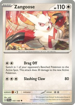 Pokemon TCG - Scarlet & Violet - Base Set - 147/198 - Zangoose - Uncommon - Reverse Holofoil