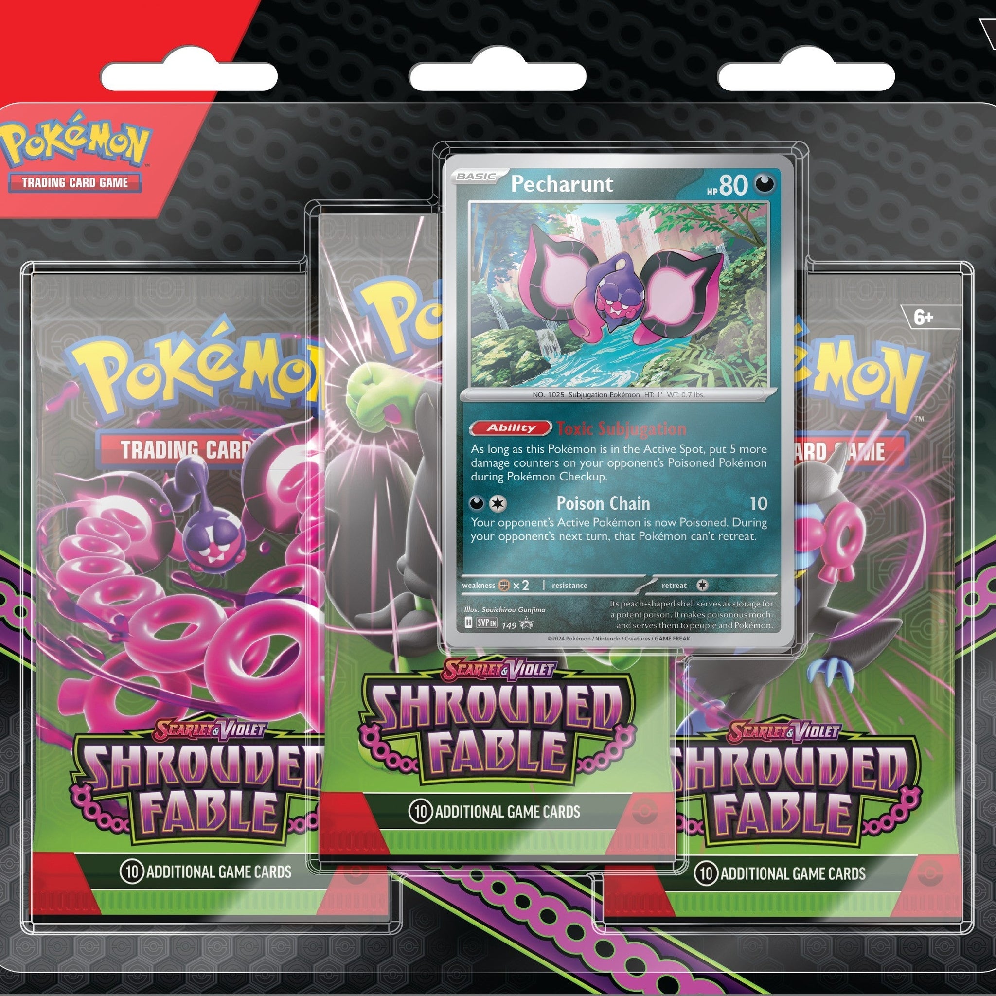 Pokemon Shrouded Fable Pecharunt 3-Pack Blister