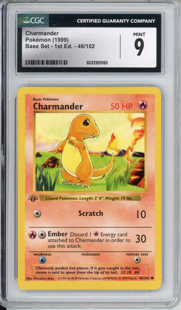 Pokemon Graded Singles: Charmander Shadowless First Edition CGC 9