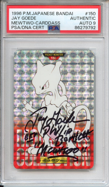Pokemon Graded: (Signed Jay Goede) Mewtwo Carddass PSA AUTO 9