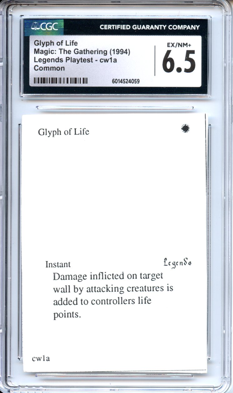 Magic Graded: Magic Graded: Playtest Glyph Of Life CGC 6.5