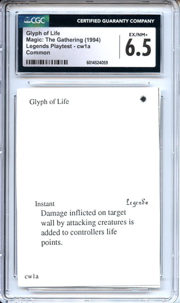 Magic Graded: Magic Graded: Playtest Glyph Of Life CGC 6.5