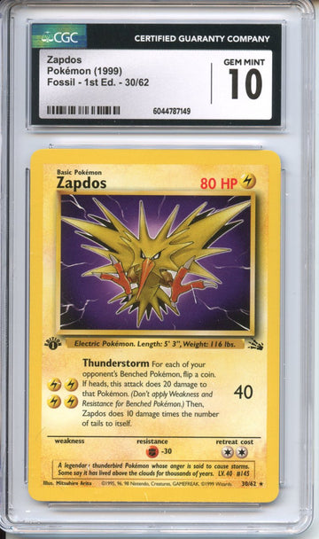 Pokemon Graded: 1st Edition Zapdos CGC 10