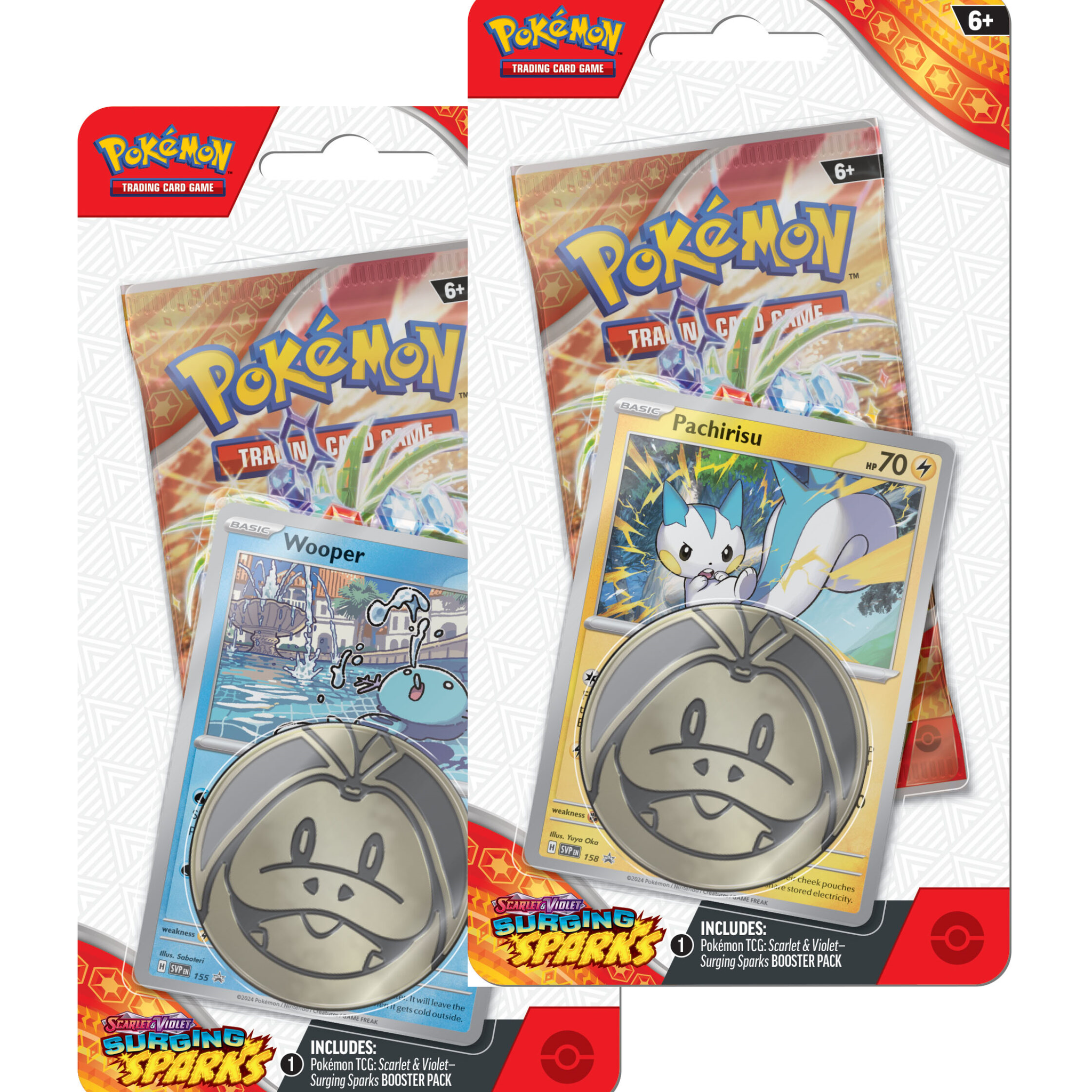 Pokemon Surging Sparks  -Set of 2- [Pachirisu/Wooper] Checklane Blister